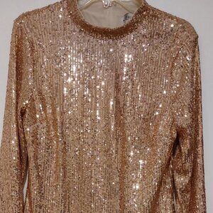 Blouse gold sequence Endless Rose sz M